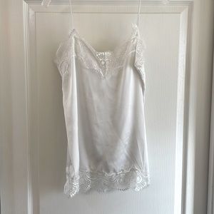 White Tank Top with Lace Detail